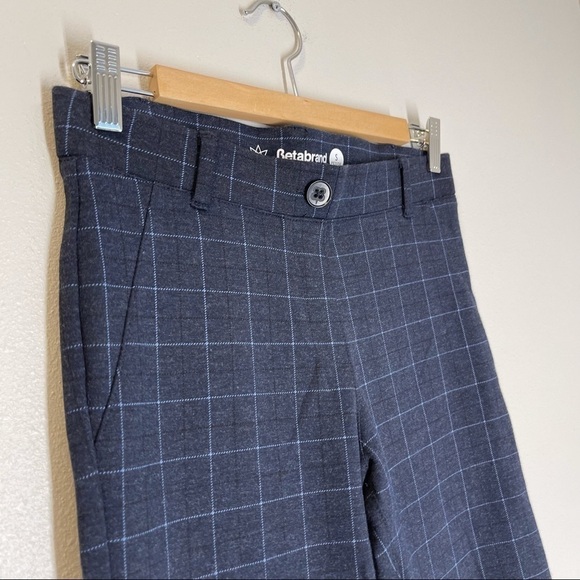 Betabrand Classic Straight Dress Yoga Pants Navy Columbia Check Size S Petite - Picture 5 of 9
